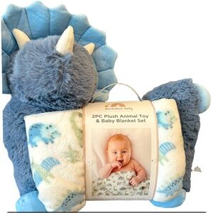 2PC Plush Animal Toy & Baby Blanket Set